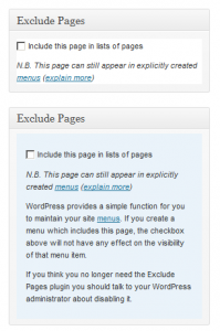 exclude pages plugin